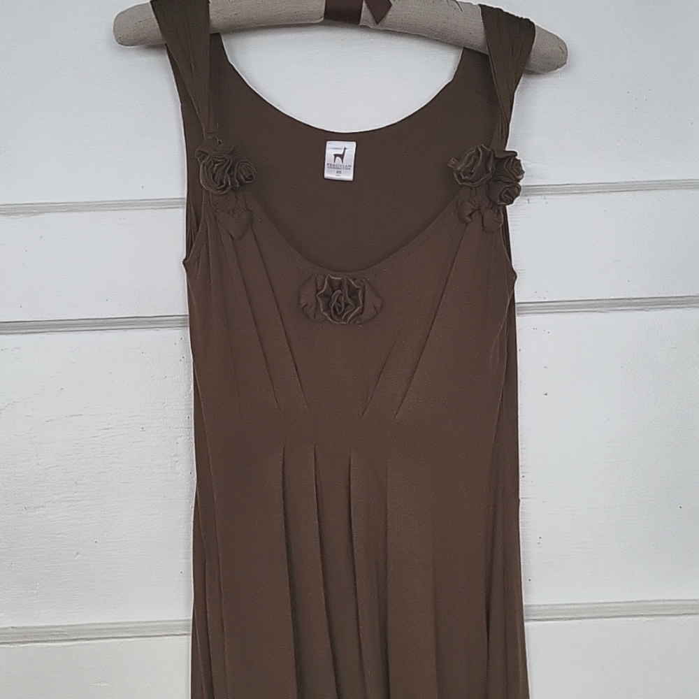 Peruvian Connection Draped Roll Hem Rosette Midi … - image 2